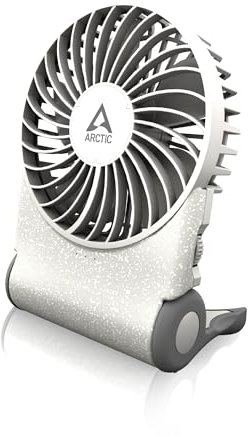 ARCTIC Summair 2Go (White) -Ventilatore Portatile Ricaricabile con Supporto, Velocità Regolabile in Modo Continuo, Autonomia da 4 a 77 Ore, Connessione USB-C (incl. Cavo USB-A) - Bianco