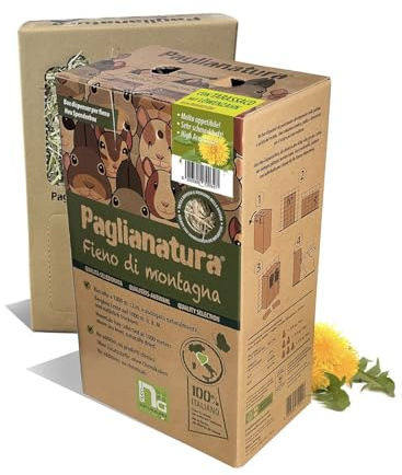 Dispenser di Fieno di Montagna con Tarassaco | 100% Naturale, Ricco di Fibre | Mangime per Conigli, Roditori e Piccoli Animali | Alimentazione Sana e Equilibrata (1 pezzo)