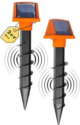 2er Pack Maulwurf Vertreiber Wühlmausschreck Dual Solar-Maulwurfabwehr für den Garten Maulwurfschreck Wasserdicht und Nachhaltig gegen Wühlmäuse & Maulwurf