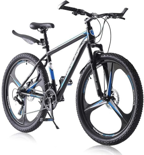 LSBIKE 24/26/27.5 Inch Mountain Bike 21 Speed Drivetrain Bike Mountain Bicycle for Adult 3/10 Spoke Wheels bicycle Men Dual Suspension Hardtail Bike Women Sport Cycling (Black blue, 24inch)
