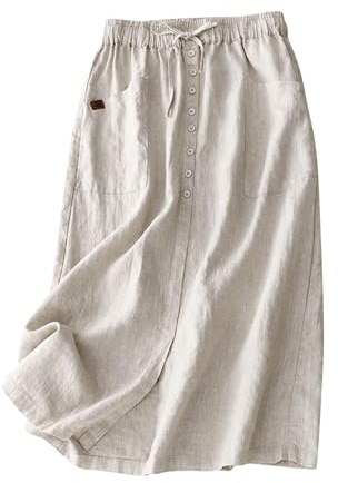 Souvenir Fashion Jupe midi d'été décontractée Coupe ample Taille haute Cordon de serrage plissé Swing avec poches Popcorn pour femme