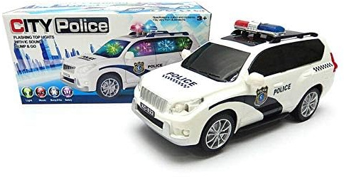 Neel Saanjh City Police Car Toy with Flashing Lights and Siren Sound, Bump and Go Action, 360° Rotating Movement, Interactive Toy Car with Bright LED Lights, Music, Easy to Operate Push-and-Go Toy Car