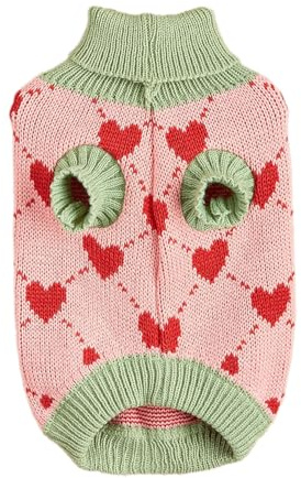 Qoukonao Dog Jumper, Dog Knitted Jumper, Pet Clothing, Dog Coat, Pet Jumper, Turtleneck Sweater, Cat Jumper, Dog Clothes, Puppy Sweater, Heart Knit Jumper for Cold Weather