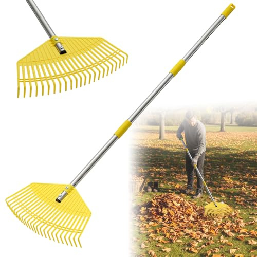 Plastic Leaf Rake - Lightweight Lawn & Garden Rake for Women, Seniors & Kids,16.5 Wide Yard Rake for Leaves, Grass & Pine Needles, Adjustable Handle 35–65