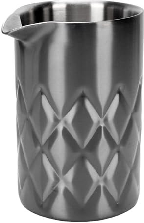 Brrnoo Rostfritt Stål Blandningsglas 540 Ml Dubbelväggig Cocktailkanna med Hällpip för Hembartending Barware (Svartpläterad)