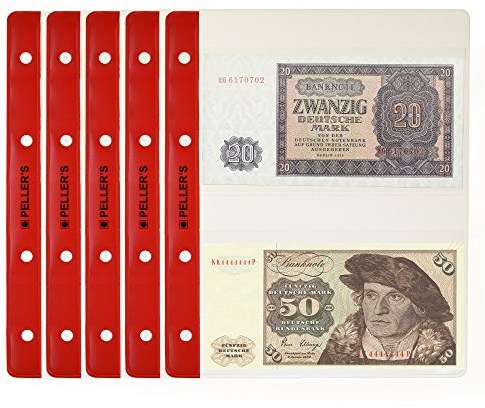 PELLER'S Banknoten-Hüllen Für Sammelalbum, Felder 143mm x 80mm. 10 er Packung. Für Banknotenalbum M.