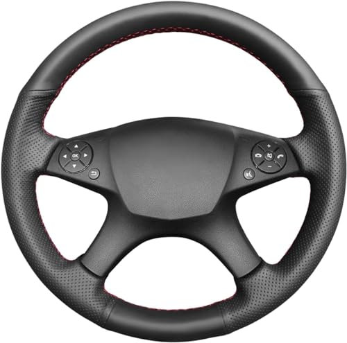 MEWANT Coprivolante cucito a mano in camoscio nero e vera pelle per Mercedes-Benz W204 Classe C 2007-2010 C280 C230 C180 C260 C200 C300