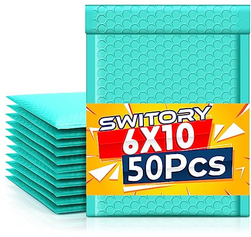 Switory 50pcs Padded Envelopes A5 Bubble Mailers 6x10In Packaging Bags Small Bubble Envelopes Wrap Envelope Mailer Bags Poly Mailers 15.3cmx22.9cm, Green
