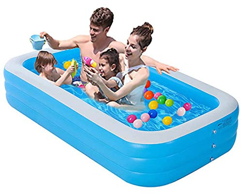 TONGQU Inflatable Swimming Pool, 120 x 68.8 x 23.6 Rectangle Kiddie Pool for Adults Children (Age 3+) Large Blow up Pool for Outdoor, Summer Water Party