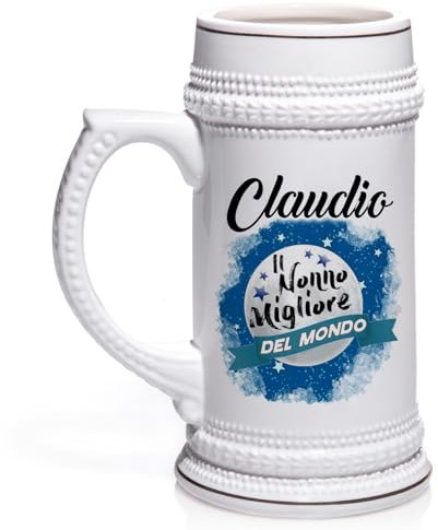 GIFART Boccale Birra Personalizzato con Foto e Testo - Bicchiere Birra 500 ml Personalizzabile Varie Tipologie - Idea Regalo Festa del Papà, Nonno, Compleanno, Natale (Rifinito in Oro)