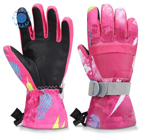 Odtmger Ski Gloves,Snow Gloves Waterproof Winter Warm Cold Weather Touchscreen Gloves for Parent& Child Kids Skiing,Snowboarding