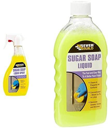 Everbuild Sugar Soap Ready To Use Spray, 500 ml & Sugar Soap Liquid Concentrate, 500 ml
