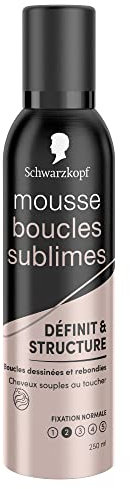 Schwarzkopf - Mousse Coiffante - Boucles Sublimes - Définit et Structure - Boucle Dessinées et Rebondies - Fixation Normale - Cheveux Souples Au Toucher - 250 ml