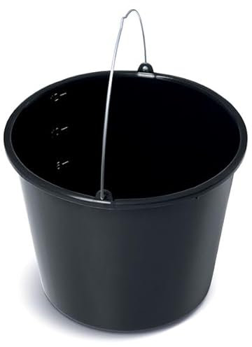 Cubo para mortero de construcción, 12 l, cubo de limpieza, cubo de agua, cubo de hormigón con escala de albañilería, 1 unidad