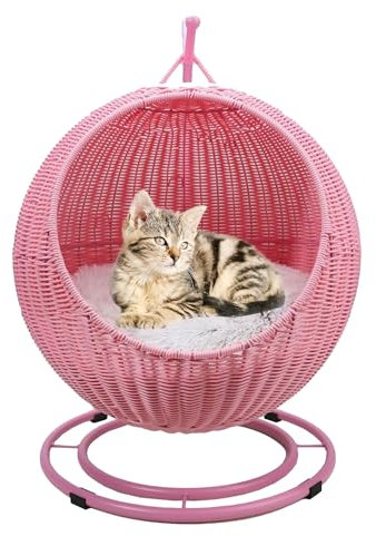 QLXYYFC Lit À Balançoire Suspendu pour Chat, Chaise À Œufs, Balançoire pour Chat, Lavable, pour Chat, Petit Chien, Petits Animaux, Respirant, Facile À Assembler, À L'intérieur et À L'extérieur (Color