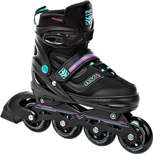 RAVEN Inline Skates Inliner für Kinder und Erwachsene OPTIONAL 2in1 mit Schlittschuhen verstellbar (Drill Mint/Pink ohne Kufen, 38-42 (25cm-27,5cm))