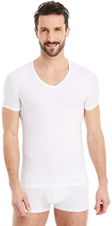FINN Business Unterhemd Herren Kurzarm mit V-Ausschnitt - Unterziehshirt Männer aus original Lenzing® Modal Stoff - Das perfekte T-Shirt unter Hemd und Anzug Weiß Weiss 3XL