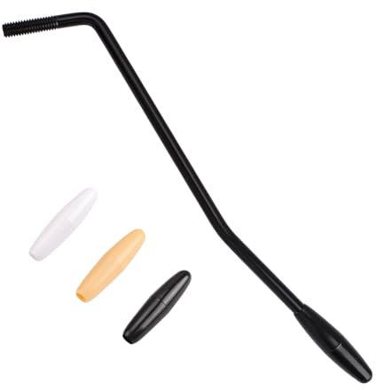 WANDIC Schwarzer Tremolo-Arm, 6 mm, einzelner Metall-Bar mit 3 Tremolo-Armspitzen, Vibrato-Arm, Kurbelhebel für E-Gitarre, Tremolo-System