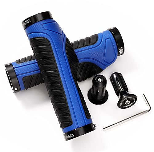 Bike Handlebar Grips, Non-slip Ergonomic Design Bicycle Grips, Aluminum Double Lock-on Mountain Bike Grips with Multi Colors for MTB BMX Scooter Downhill Foldable Urban Bikes