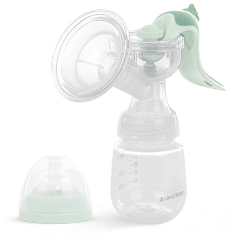 KikkaBoo Extractor de Leche Manual ELSIE, Sacaleches con 2 Modos, Potencia de Succión Adjustable, Copa de Silicona Suave, Portable, Compacta, Menta