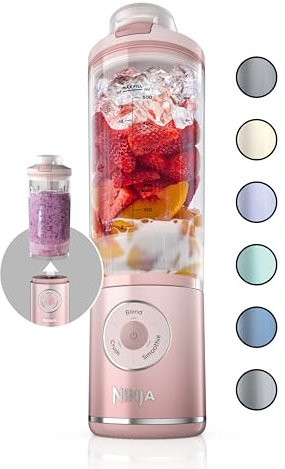 Ninja Blast Max, Portable Blender + Twist & Go, Personal Blender, Ninja Blender, Smoothie, Blend, Ice Crush, 3 Programs, Cordless, 22 oz removable Vessel, Dishwasher Safe, Leakproof, Pink, BC251PK