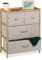 Relaxdays Kommode, Bambus, 4 Stoff-Schubladen, Flur, Schlafzimmer, HBT 73 x 57,5 x 30 cm, Schubladenschrank, Natur/beige