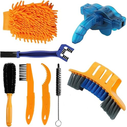 GJNMYSD 8 Pcs Bike Cleaning Brush Kit for Chain Tyre Sprocket