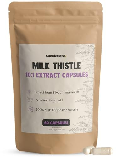 Cupplement Milk Thistle 60 Capsules 10:1 Extrait - Chardon Marie - Sans thé, ni sachet de thé, ni teinture - Graines de Chardon Marie - Nettoyage du foie - Chardon Marie - Superfood - Supplément