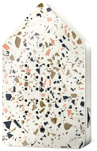 RELAXOUND ORIGINAL Birdybox Toffee Terrazzo – Moderne Vogelgezwitscher Box mit Vollholzfront – Entspannender Vogelgesang – Bewegungsmelder mit Sound – Naturgeräusche Soundbox Zwitscherbox