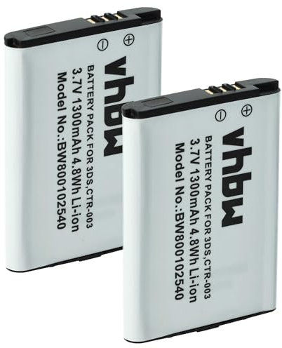 vhbw 2X Akku kompatibel mit Nintendo Wii U Pro Controller Spielekonsole (1300 mAh, 3,7 V, Li-Ion)