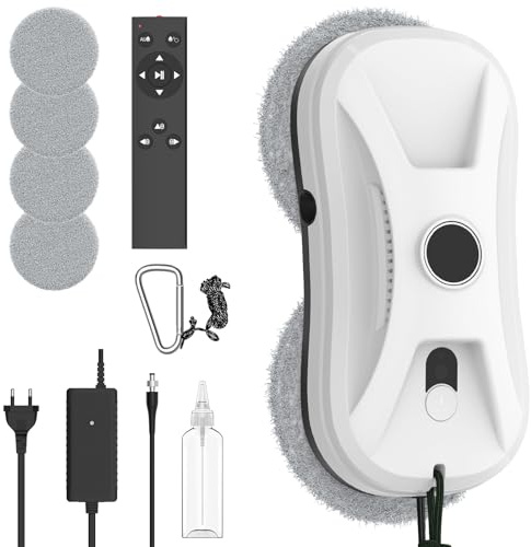 Robot pulitore per finestre, design ultrasottile, robot per finestre a doppia uscita con nebulizzazione ad ultrasuoni, 3 modalità di pulizia, pianificazione intelligente del percorso, sistema
