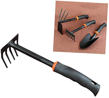 KONTONTY rastrillo de Cinco Dientes Herramienta portátil Mini jardín paisajismo Miniatura rastrillo de pequeño rastrillo nivelador de Suelo Rake de jardín pequeño de jardinería