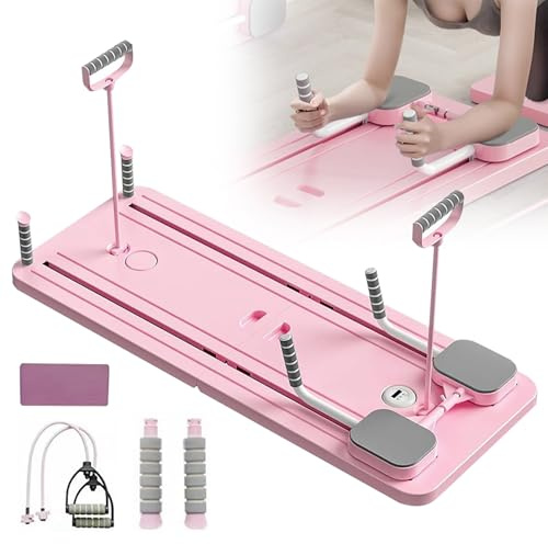 LUPATDY Pilates Board, set pieghevole per pilates, per la casa, multifunzione, con contatore, rimbalzo automatico per la forza nucleare e l'allenamento addominale, rosa