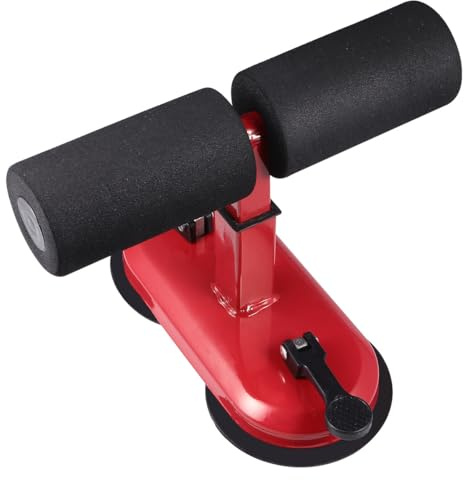 SOIMISS Adjustable Abdominal Machine with Natural Rubber Sucker for Men and Women Compact Belly Roll Equipment for Home Fitness Comfortable Cotton Foot Barrier Trainer in Red