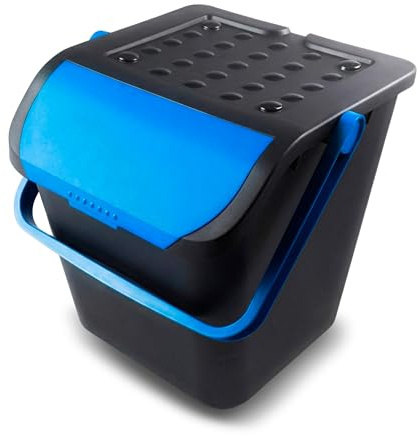 ZETA TRADES Cubo Basura 35 Litros Azul | Papel Tapa Apilable Cocina