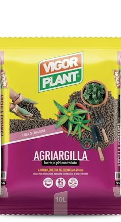 Agriargilla 10L | Argilla Espansa per Piante 8-20 mm, Inerte a pH Controllato, Ideale per Drenaggio, Aerazione e Decorazione di Vasi, Fioriere e Idrocoltura