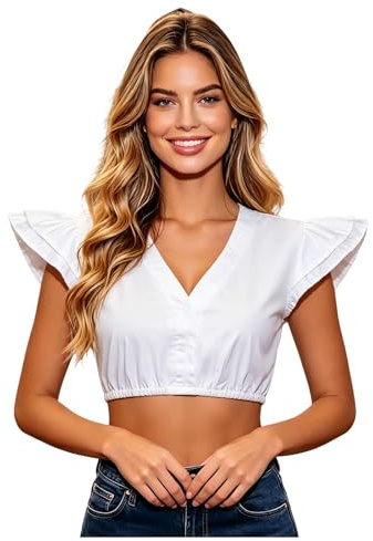 Generisk Dirndl-blus dam traditionell blus vit vingärmar Dirndlblus V-ringad Dirndlblus kortärmad Oktoberfest traditionell blus för Dirndl, Vit, S