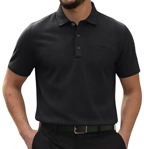 PWWPDJNQ Breeze Capri Polo Shirt for Men con vestibilità per Pancia, Elastica, Traspirante, Collo Texturizzato, Maniche Corte, Sport, Golf, Polo Uomo, Polo da Uomo, Polo Bianca Uomo