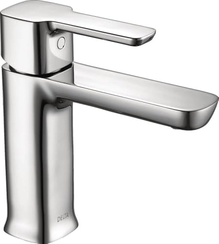 Delta Faucet Modern Single Hole Bathroom Faucet, Single Handle Bathroom Faucet Chrome, Bathroom Sink Faucet, Drain Assembly, Chrome 581LF-PP