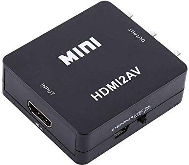 AV/CVBS zu HDMI Konverter,Mini 720P/1080P Universeller Konverter Analoger Composite-Eingang für HDMI 1080p, für HD-Kameras/HD-DVDs/Monitore/Kopfhörer,AV/CVBS-Composite-Cinch-zu-HDMI-Adapter(Schwarz)