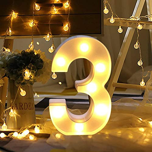 Guijiyi Chiffres LED - Chiffres lumineux - Chiffres lumineux - 0 1 2 3 4 5 6 7 8 9 - Lumière blanche chaude - Décoration de fête d'anniversaire et Mariage(3)