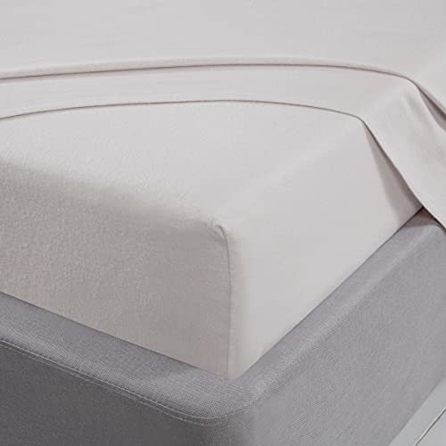 Sleepdown Spannbetttuch, 100% gebürstete Baumwolle, Feinbiber, luxuriös, weich, gemütlich, 25 cm, Bettwäsche – Weiß – Einzelbett