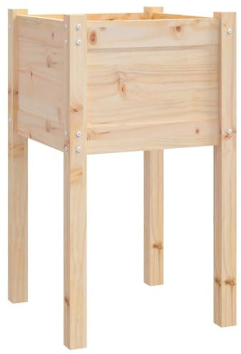 vidaXL Bois de Pin Massif Jardinière d'Extérieur Bac à Fleurs Lit Surélevé Pot de Plantes de Jardin Balcon Terrasse Patio 40x40x70 cm