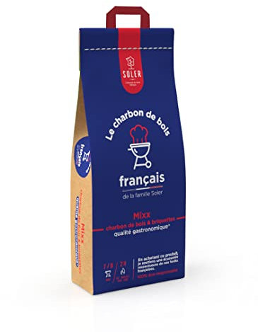 Soler | Mixx Charbon DE Bois ET BRIQUETTES 8 KG | Made in France | ALLUMAGE Facile ET Belle DUREE DE Braise 3425340000744, Charcoal, Unique