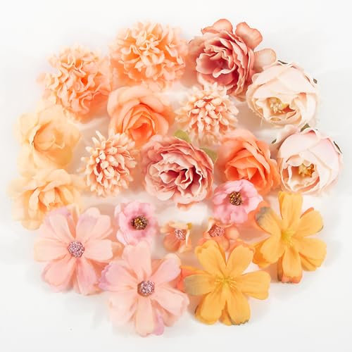 BOFUNX 20 Stücke Kunstblumen Blumenköpfe Künstliche Blumen Mini Blütenköpfe für Hochzeit Home Basteln Scrapbooking Deko