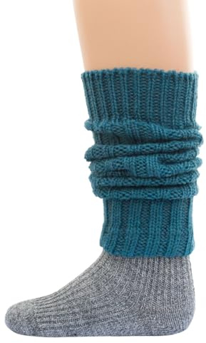 Hirsch Natur, Polainas de punto grueso para niños de lana merina 100% virgen (kbT), Gasolina., Taille unique
