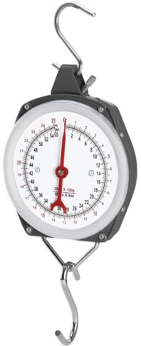 PFIFF 103108 Zeigerschnellwaage, Waage mit schlagfestem Metallgehäuse und Plexiglasfront, inklustive zwei Edelstahlhaken, 150kg