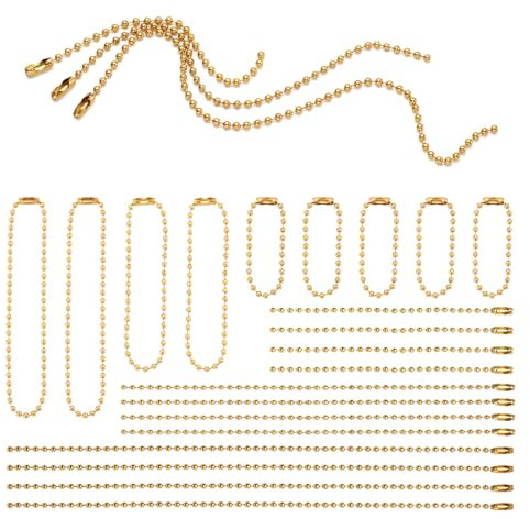 Crafans 105 catene a sfera, connettori per catene a sfera, 3 stili, catene per etichette, 100/150/200 mm, portachiavi catene da appendere, catena con perline, estensione, catena cieca, dorate