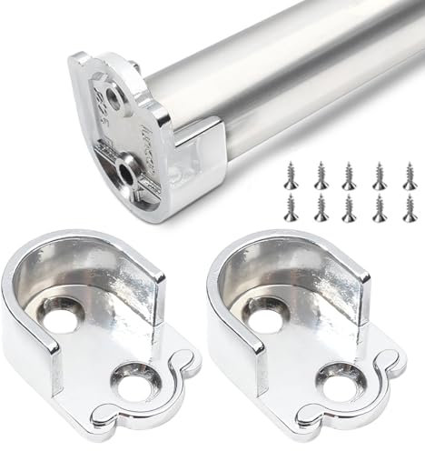 OIGWBPH 2 Piezas Soporte para Barra Armario,de Aleación de Zinc,Soporte de Brida en U,Soporte Barra Cortina,Barra de Armario para Colgar Ropa (19 mm)