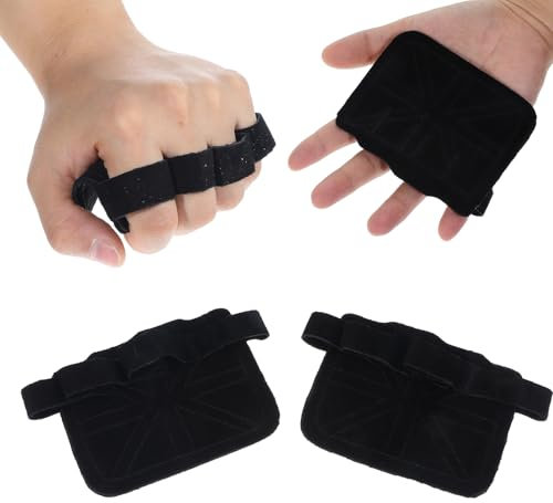 Bewudy 2 Stück Fitness Griffpolster, Handschuhe Griffpads für Krafttraining Trainingshandschuhe Herren Damen für Kraftsport Klimmzüge Lifting Workout Gym(Schwarz)